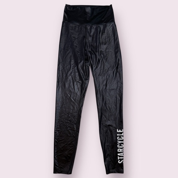 Beach Riot Starcycle Black Shiny High Waisted Leggings Large - Picture 1 of 9